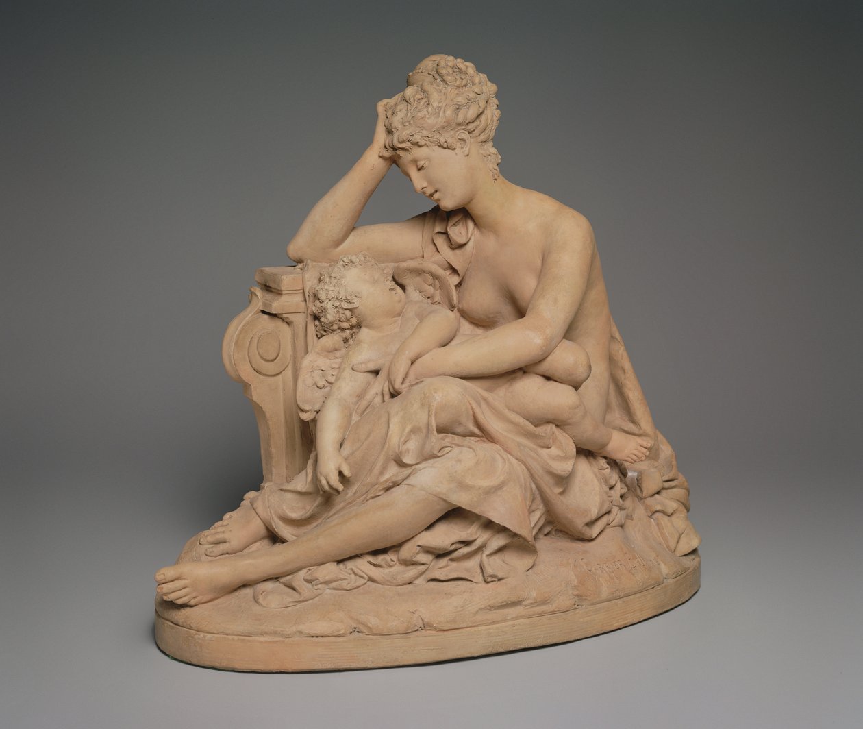 Venus og kærlighed, ca. 1864 (terracotta) af Albert Ernest Carrier Belleuse