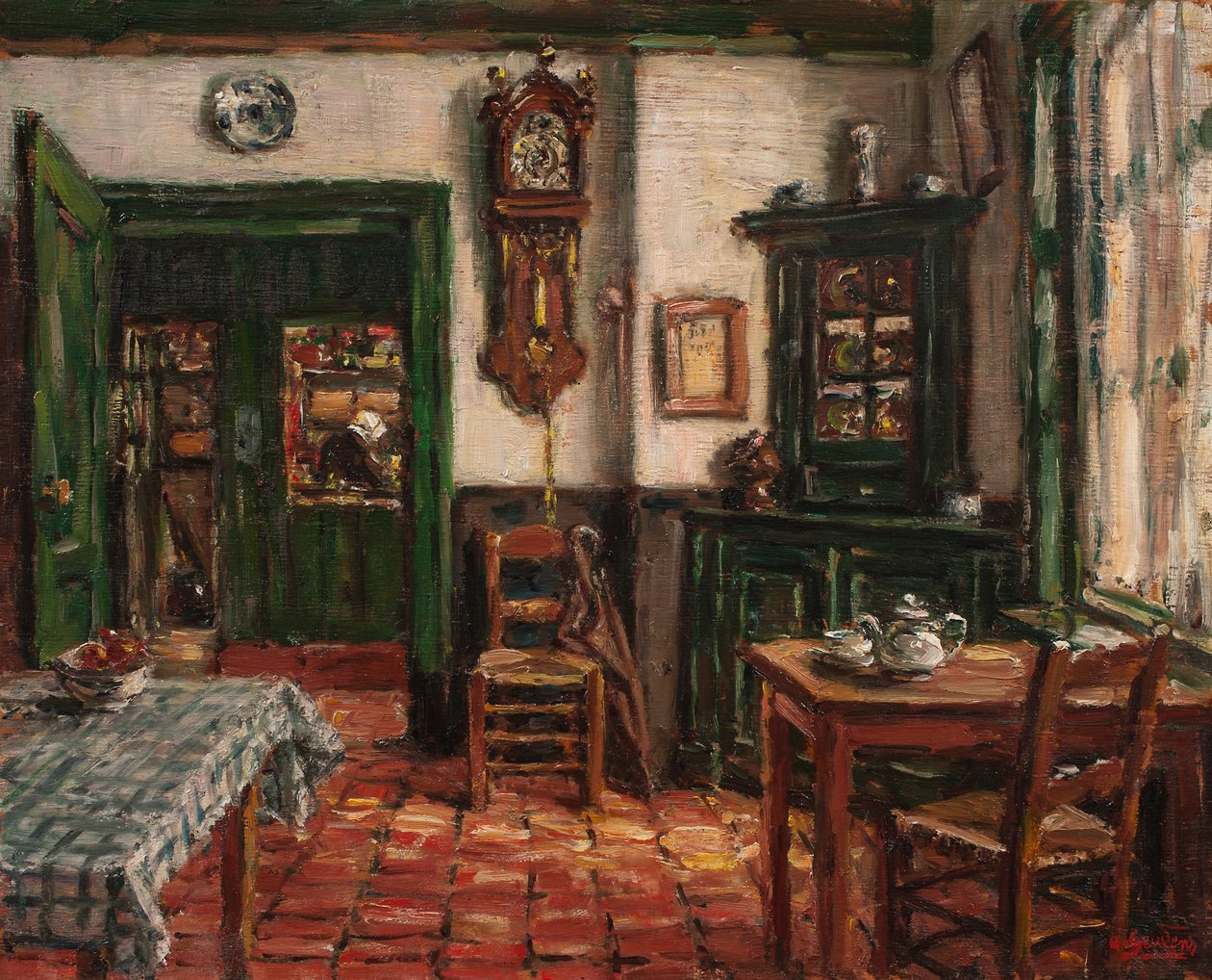 The Inn, Zeeland (olie på panel) af Albert Geudens