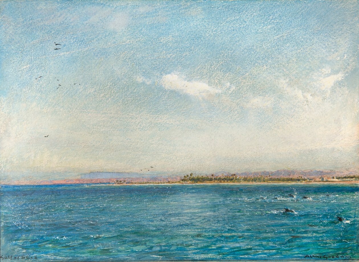 Suezbugten (akvarel med bodycolour) af Albert Goodwin