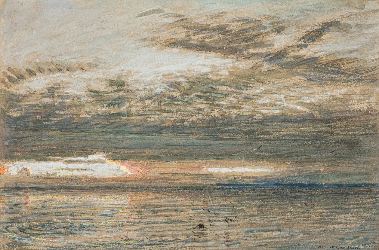 Solnedgang over havet af Albert Goodwin