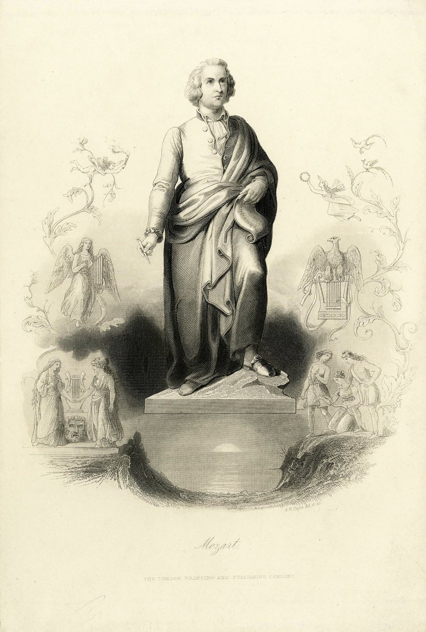 Mozart-monumentet på Mozartplatz, 1842. af Albert Henry Payne