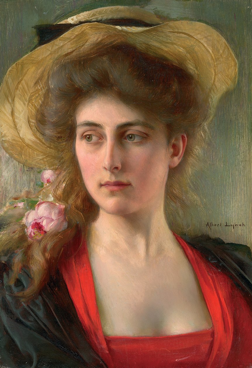 Elegante (olie på panel) af Albert Lynch