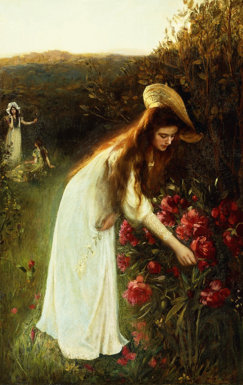 Plukker blomster, af Albert Lynch