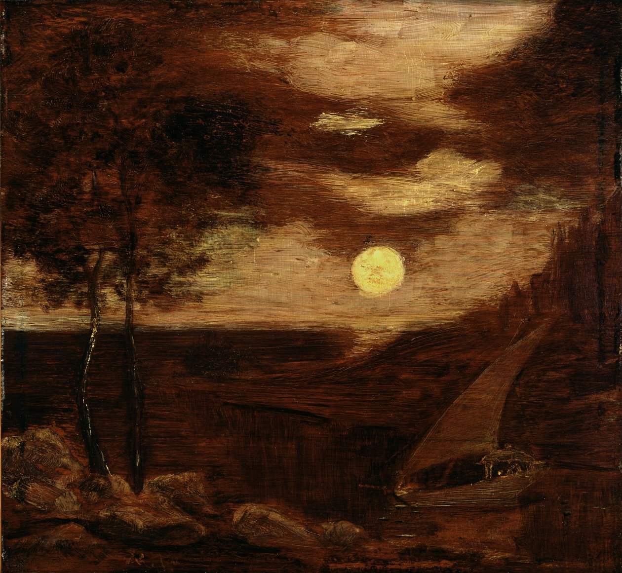 De elskendes båd af Albert Pinkham Ryder