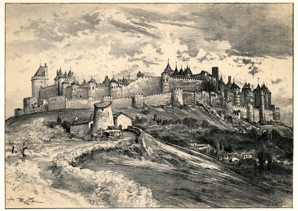 Middelalderbyen Carcassonne af Albert Robida