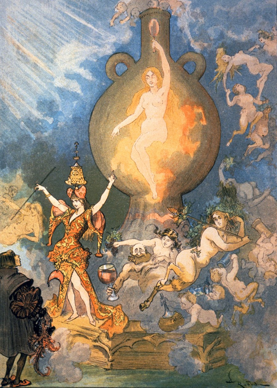 Den femte bog, c1900 (illustration) af Albert Robida
