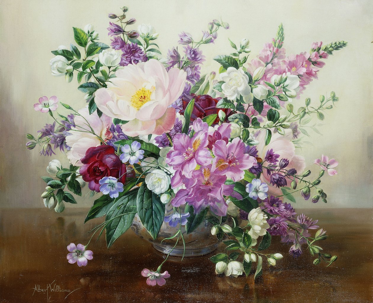 Blomster i en glasvase af Albert Williams
