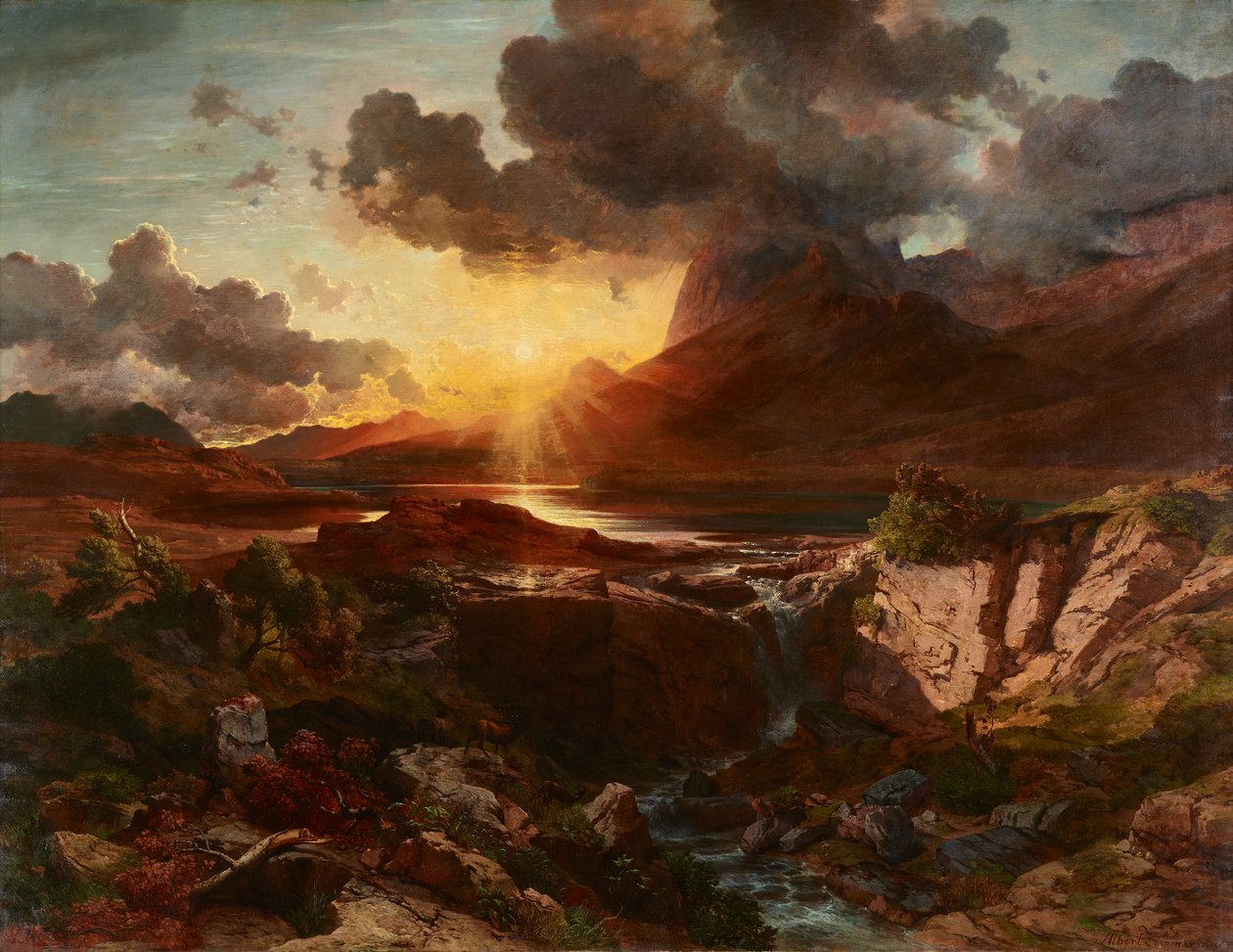 Solnedgang ved Hintersee i Berchtesgaden af Albert Zimmermann