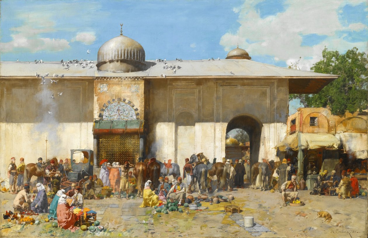 En markedsscene af Alberto Pasini