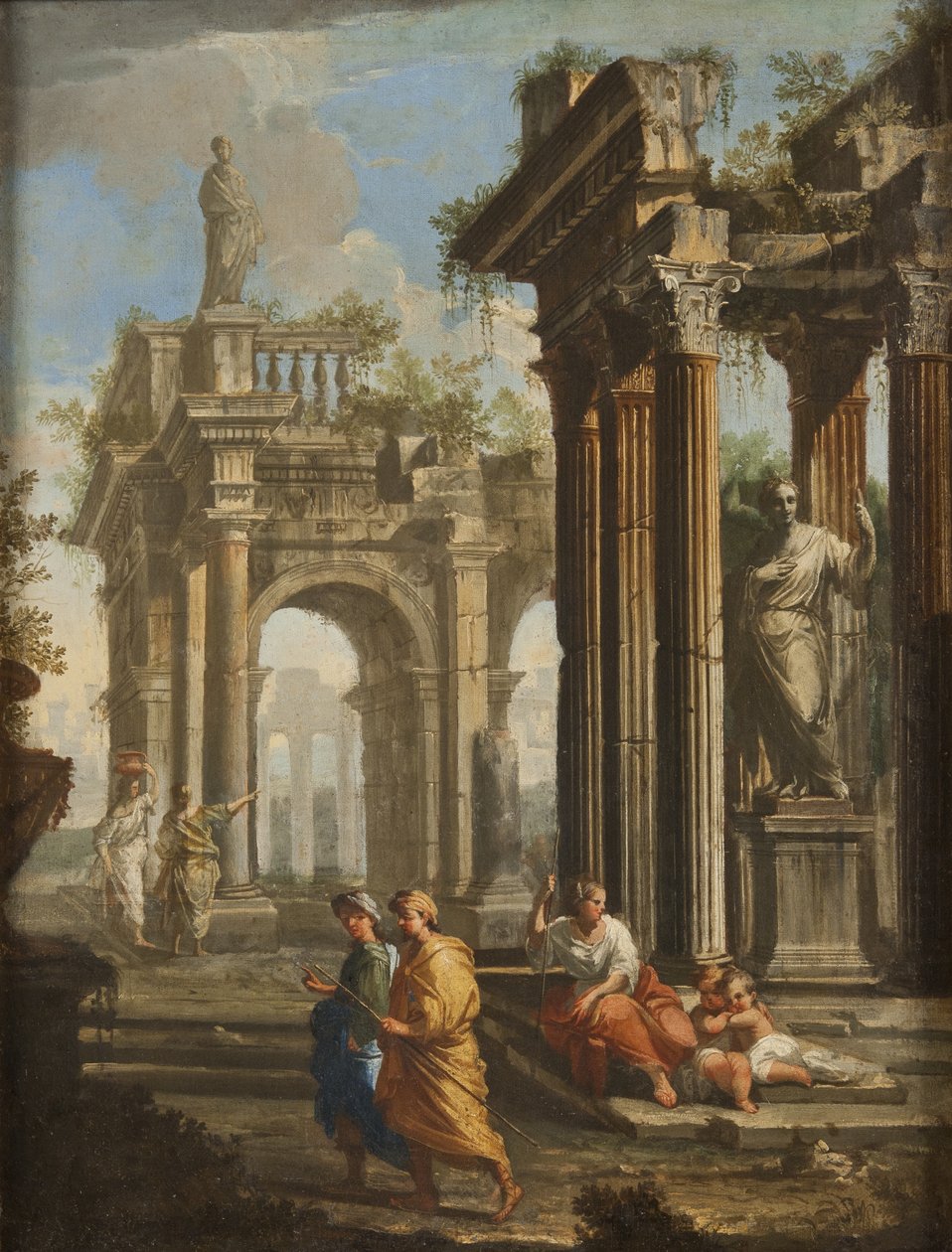 Pilgrimme ved siden af klassiske bygninger, ca. 1710 af Alberto Carlieri