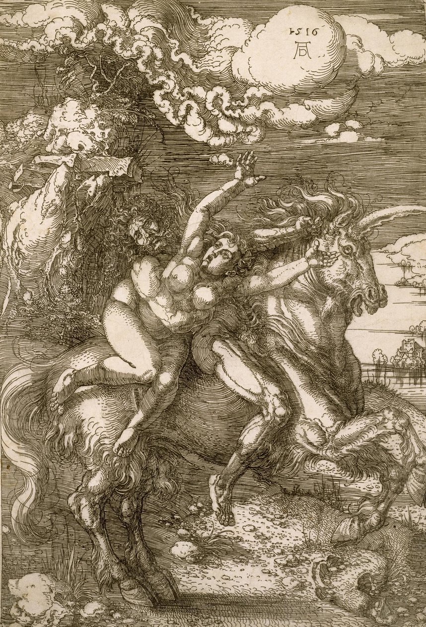 Voldtægt af Proserpina (bortførelse på en enhjørning) af Albrecht Dürer