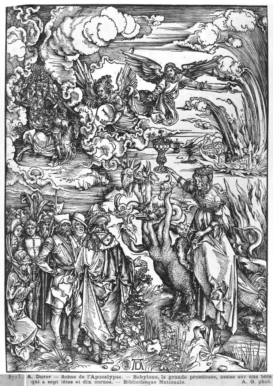 Scene fra Apokalypsen, den store babylonske hore af Albrecht Dürer