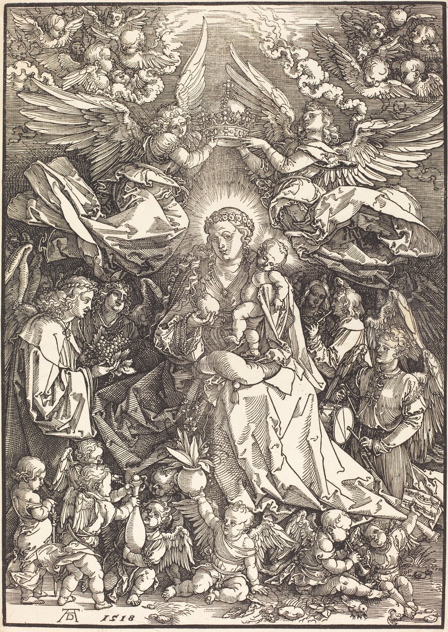 Jomfruen omgivet af mange engle af Albrecht Dürer