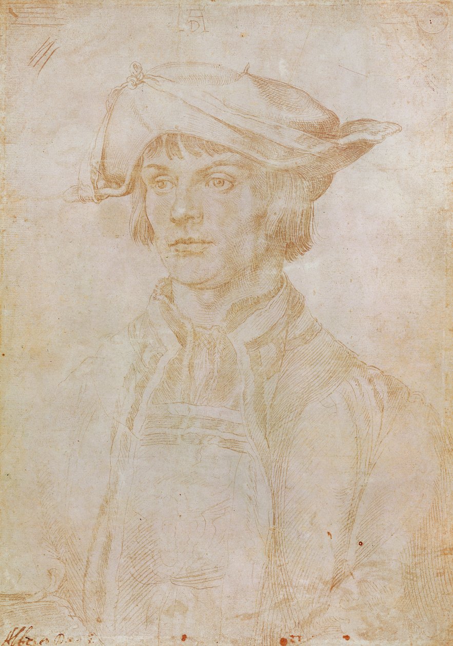 Portræt af Lucas van Leyden (1494-1533), hollandsk maler og gravør, 1521 (sølvspidstegning på papir) af Albrecht Dürer