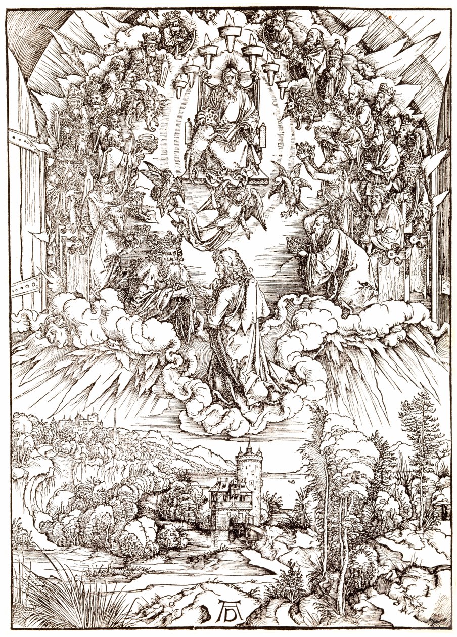 Sankt Johannes foran Gud og de ældste, fra Apocalypse, c.1496-98 af Albrecht Dürer