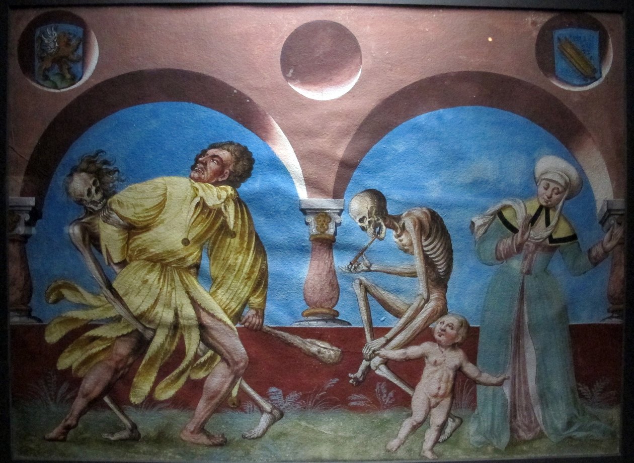 kopi af den tabte makabre dans af m.manuel fra den dominikanske kirkegård i bern (1512-20) af Albrecht Kauw