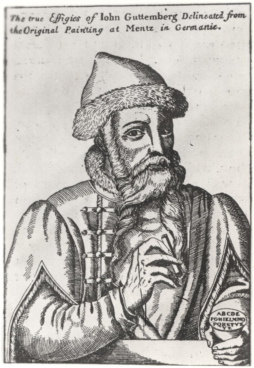 Portræt af Johannes Gutenberg (ca. 1400-68) af Albrecht Mentz