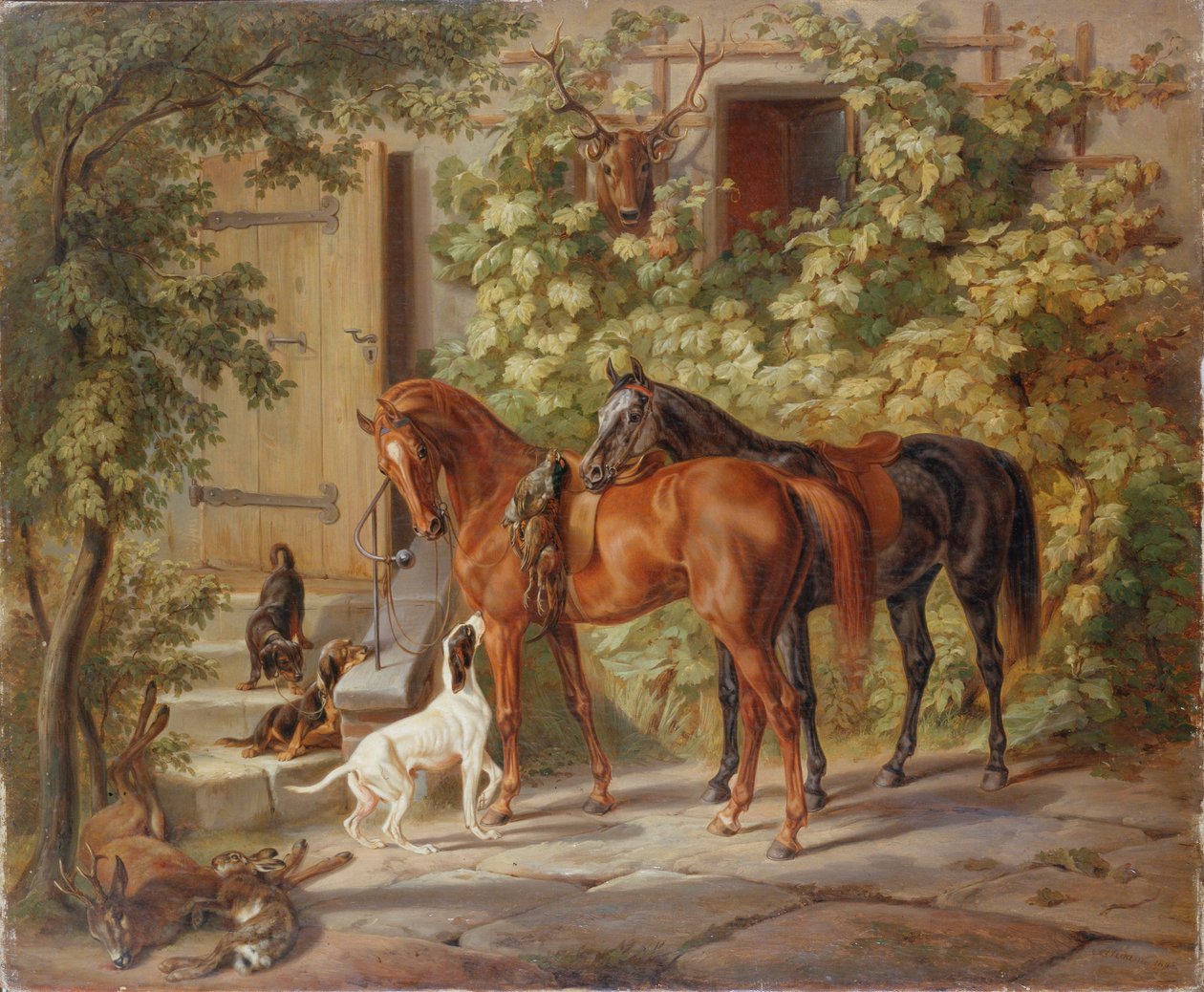 Heste ved våbenhuset