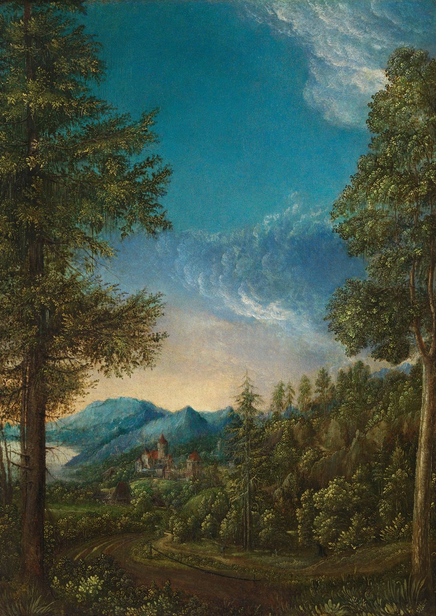 Landskab med Slot, ca. 1525 af Albrecht Altdorfer