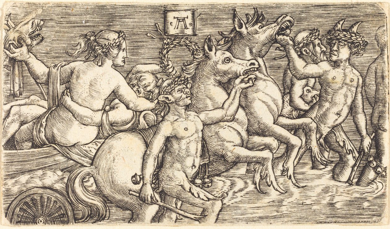 Elskere ledet af Seagods på Triumph af Albrecht Altdorfer