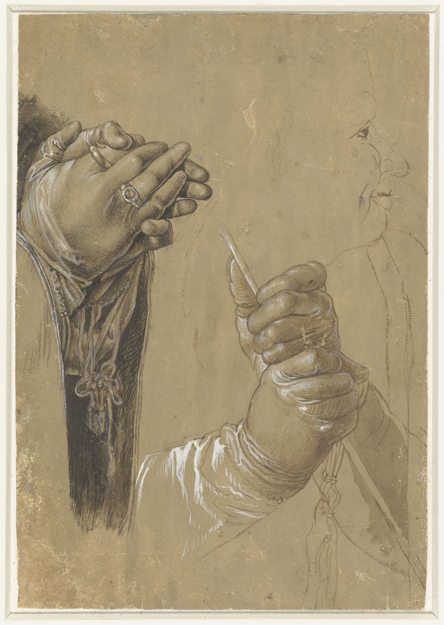Hænder og et profilhoved af Albrecht Dürer (possibly)