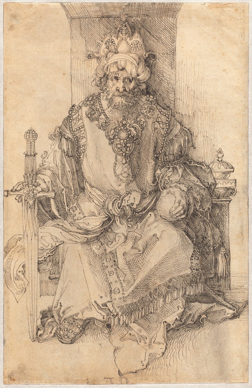 En orientalsk hersker sidder på sin trone af Albrecht Dürer