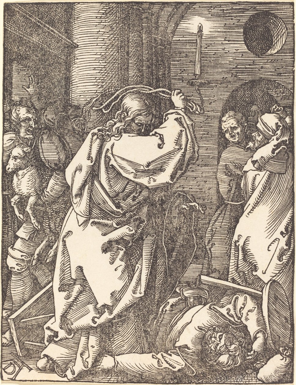 Kristus udstøder pengeudlånerne fra templet af Albrecht Dürer