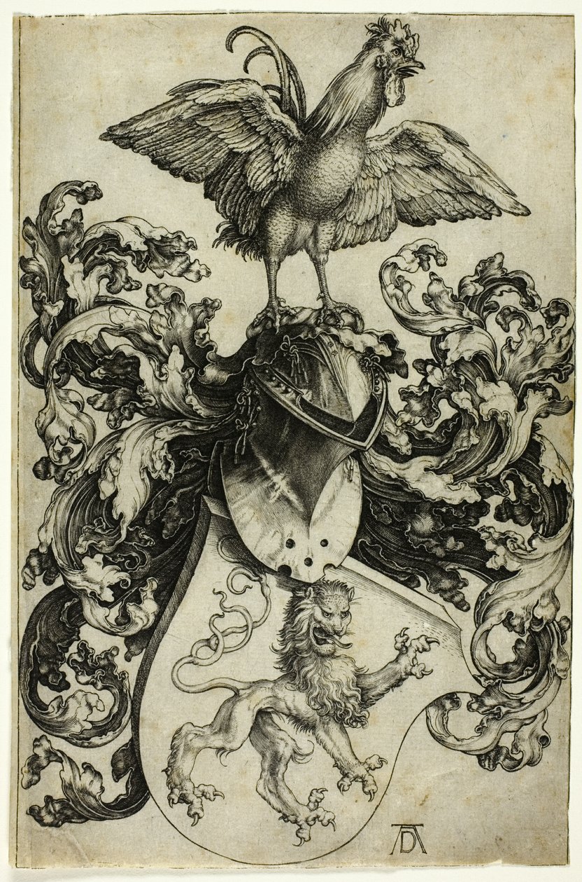 Våbenskjold med løve og hane af Albrecht Dürer