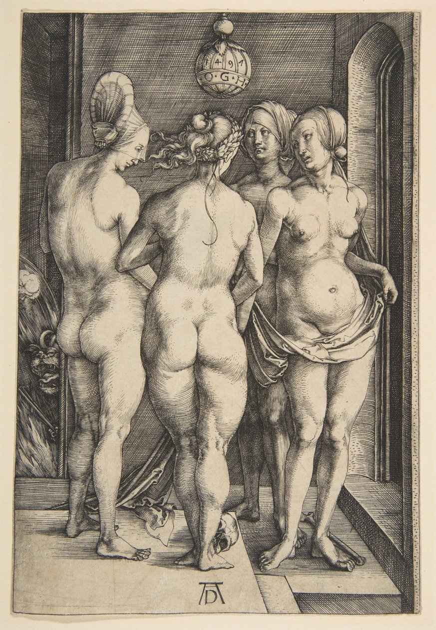Fire nøgne kvinder, 1497. af Albrecht Dürer