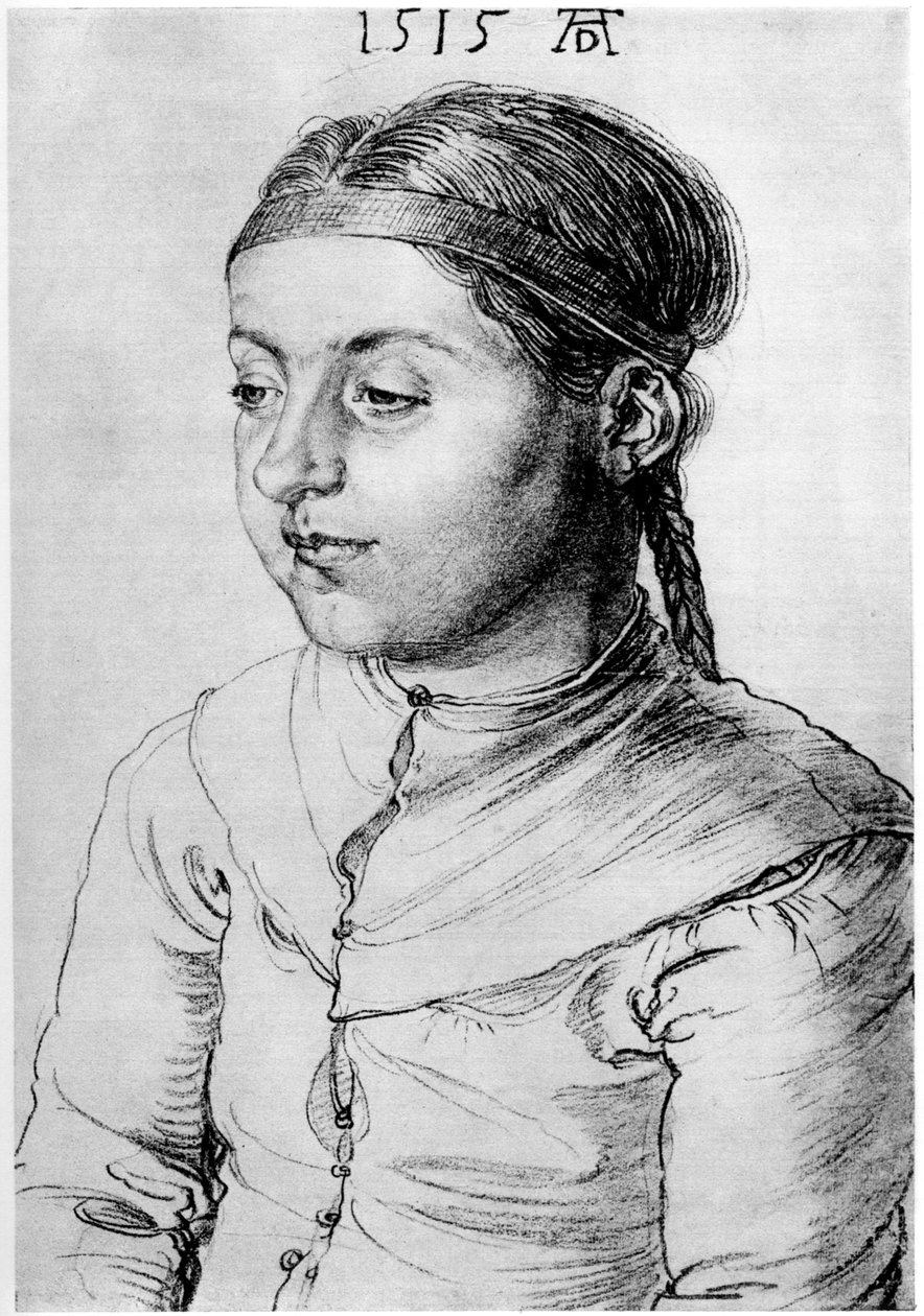Head of a Girl, 1515, 1936 af Albrecht Dürer