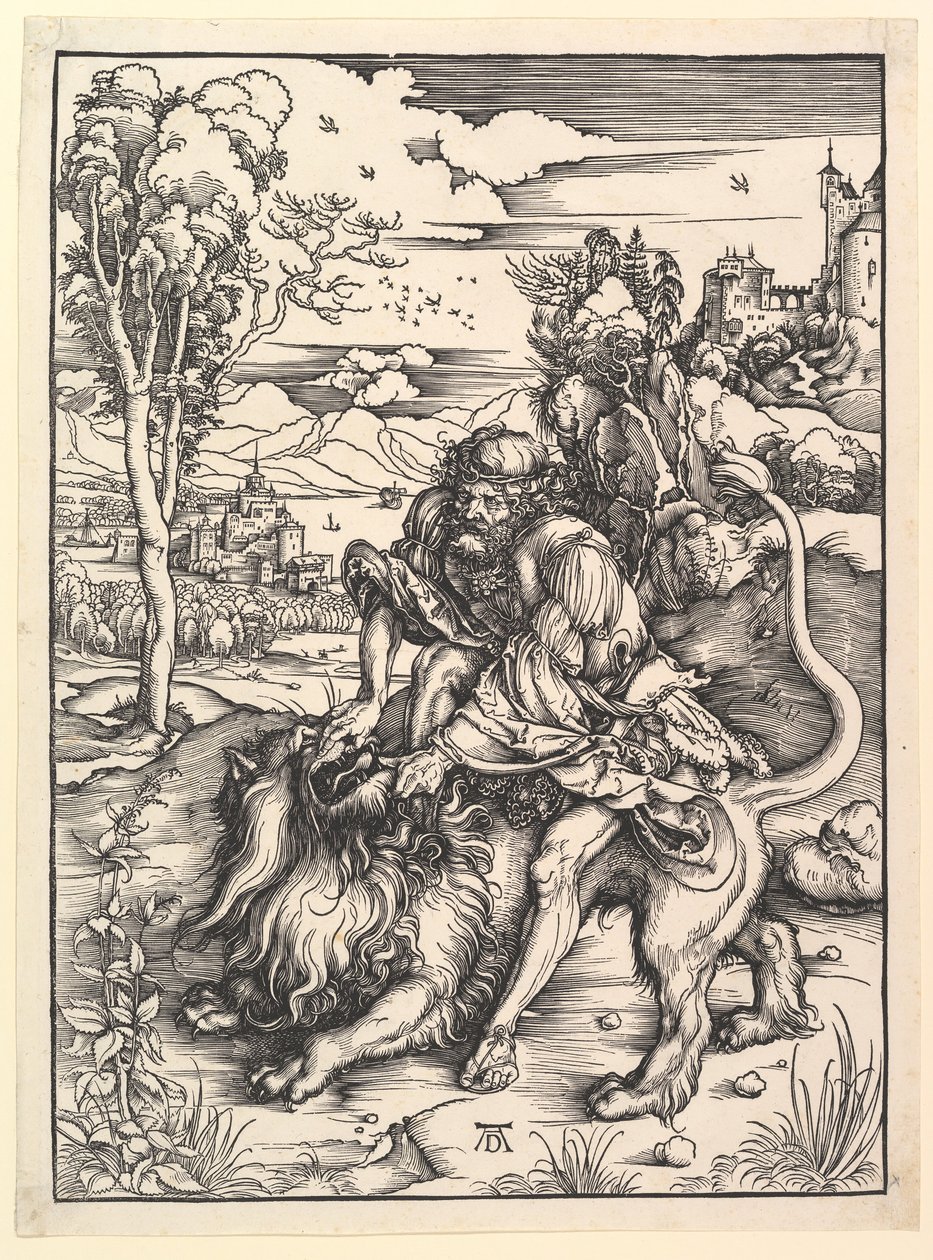 Samson Rending the Lion, ca. 1497-98. af Albrecht Dürer