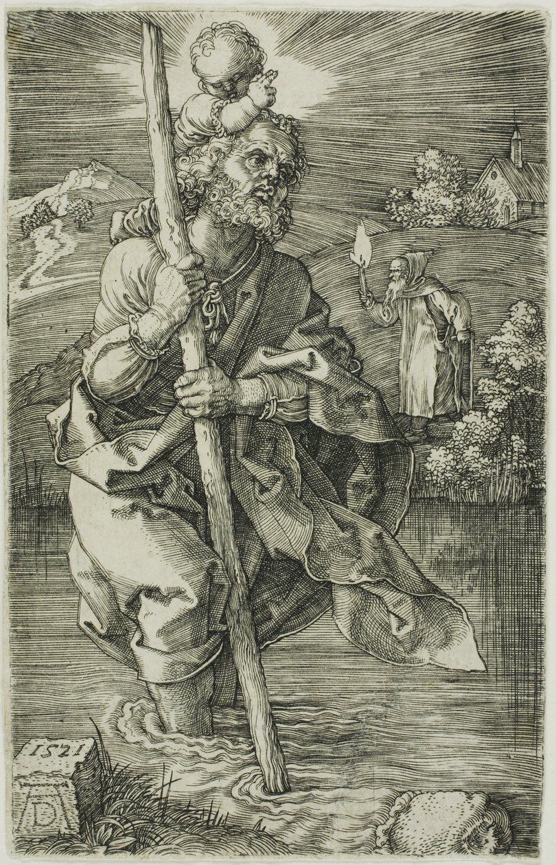St. Christopher vender mod højre af Albrecht Dürer