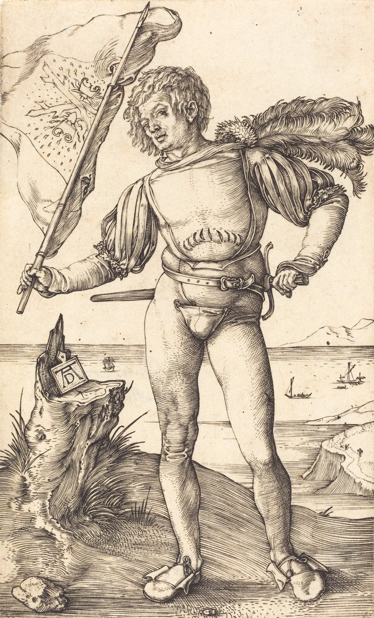 Fanebærer, ca. 15021503. af Albrecht Dürer