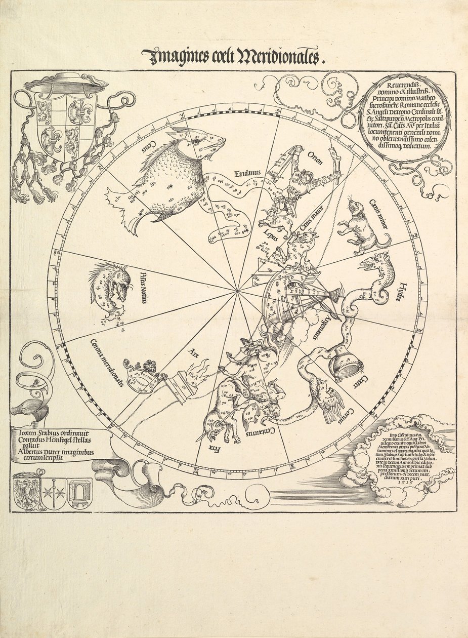 The Celestial Globe-Sydlige halvkugle, 1515. af Albrecht Dürer