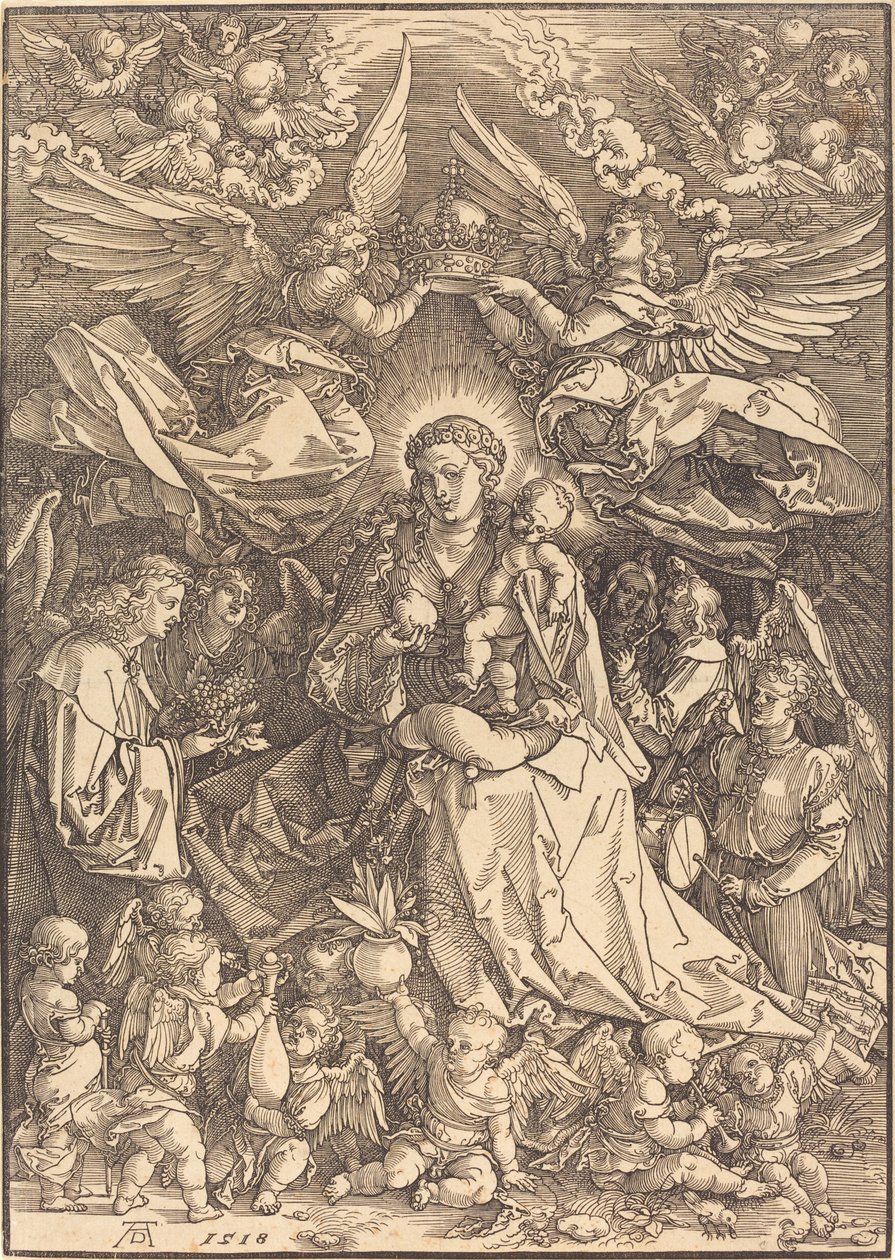 Jomfruen omgivet af mange engle af Albrecht Dürer