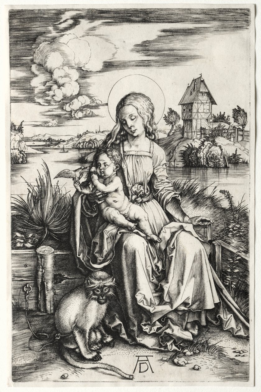 Jomfruen og barnet med en abe af Albrecht Dürer