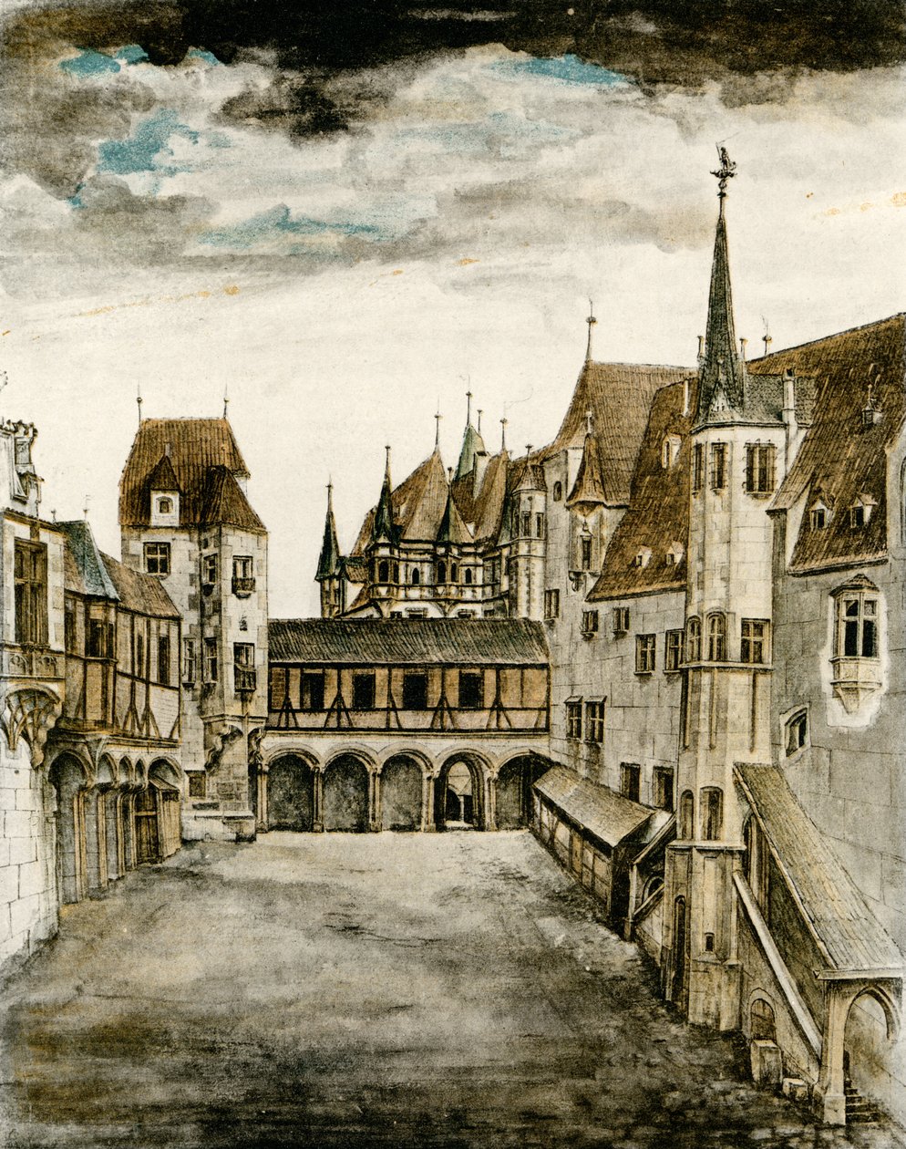 Udsigt over slottets gårdsplads af Albrecht Dürer