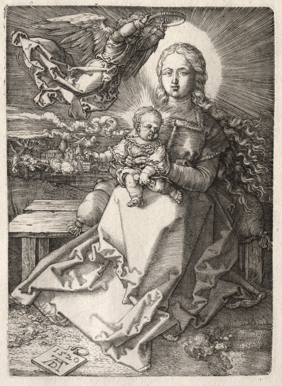 Jomfru kronet af en engel, 1520. af Albrecht Dürer