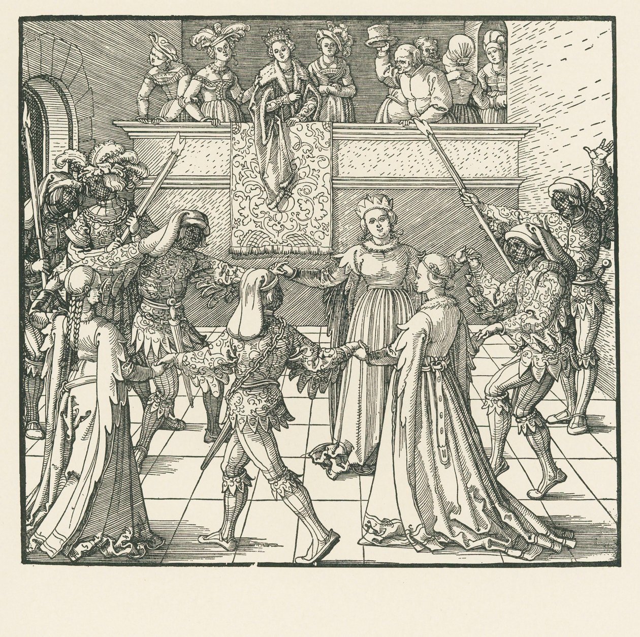 Maskeraden (træsnit) af Albrecht Dürer or Duerer