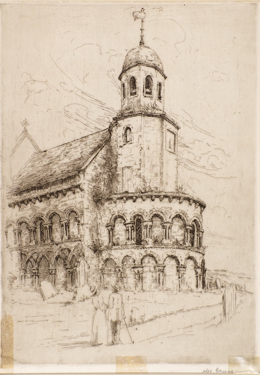 Leuchars Church (Norman Apse) (radering) af Alec Grieve