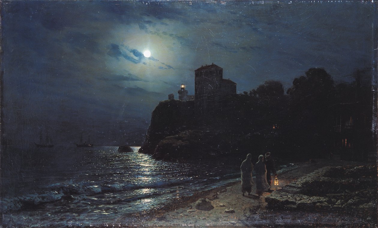 Moonlight on the Edge of a Lake, 1870 af Alexei Kondratjewitsch Sawrassow