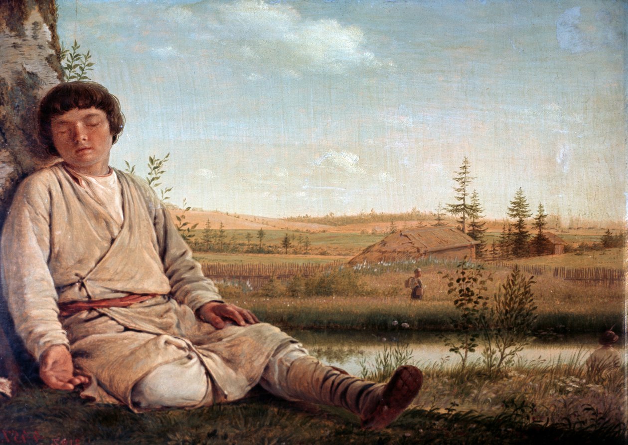 Sovende hyrde af Aleksey Venetsianov (1780-1847) af Aleksei Gavrilovich Venetsianov