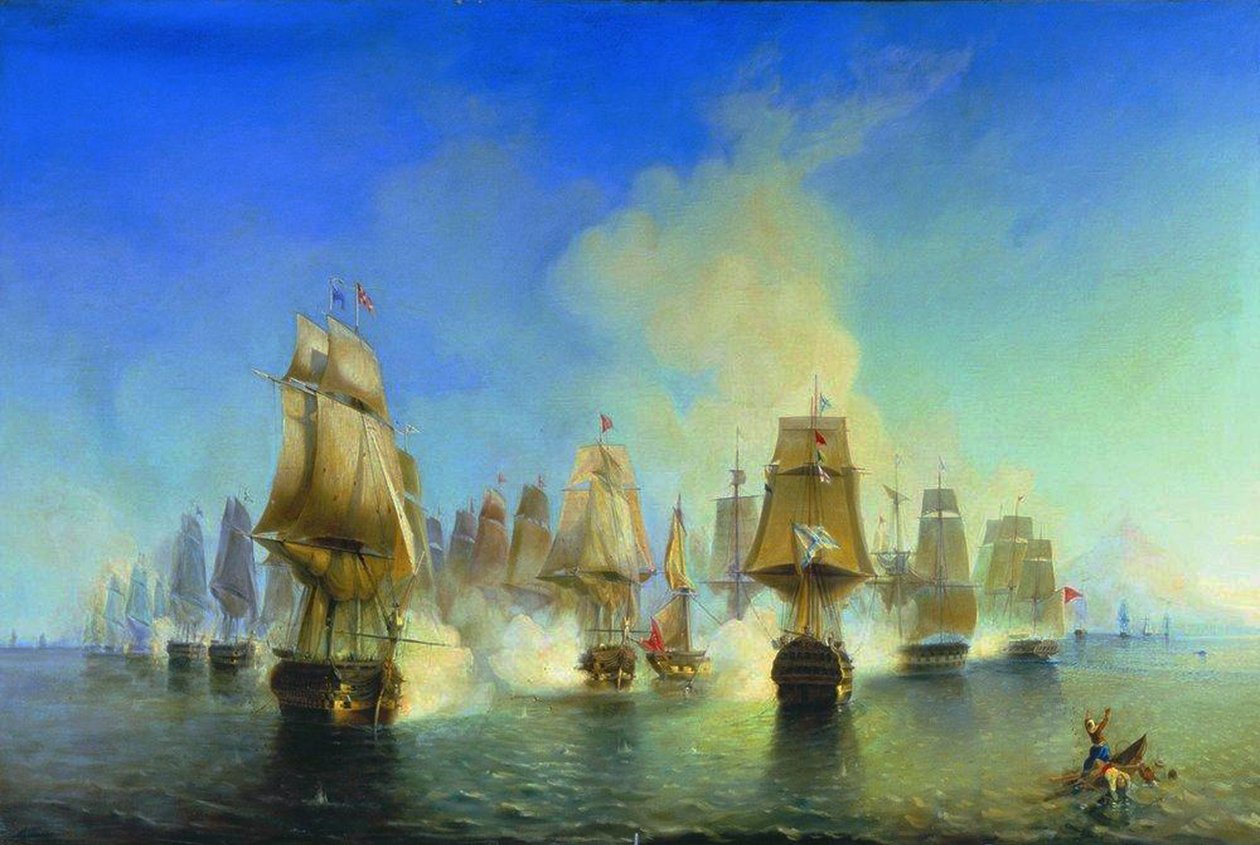 Søslaget ved Athos af Aleksei Petrovich Bogolyubov