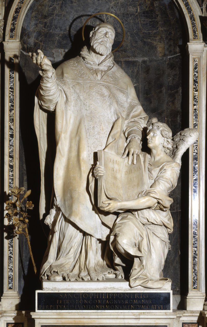 Sankt Philip Neri med en engel (marmor) af Alessandro Algardi