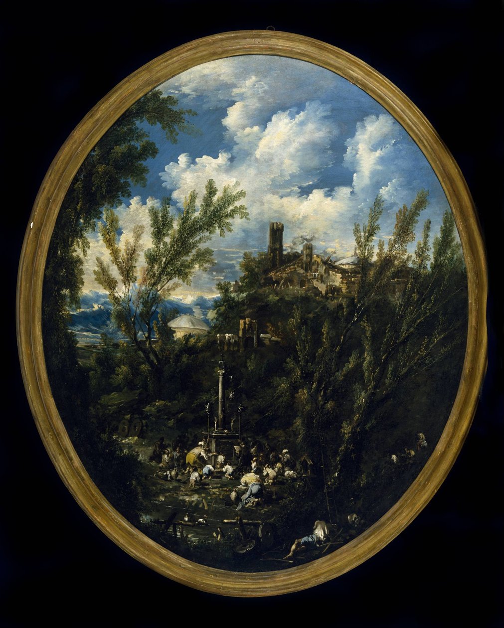 Tilbedere ved en helligdom af Alessandro Magnasco