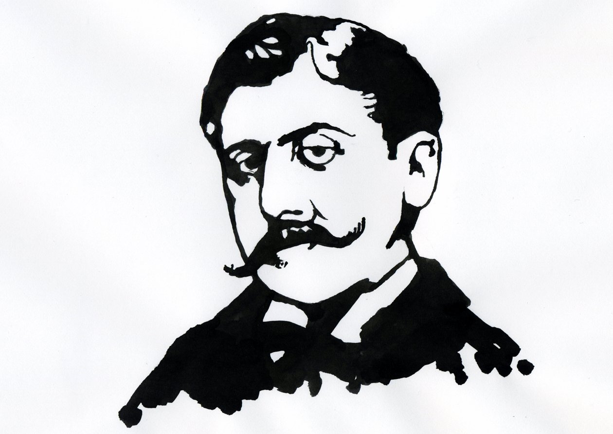 Marcel Proust (blæk på papir) af Alessandro Lonati