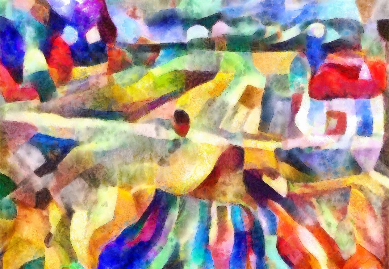 hus med rødt tag, 2017, (mixed media) af Alex Caminker