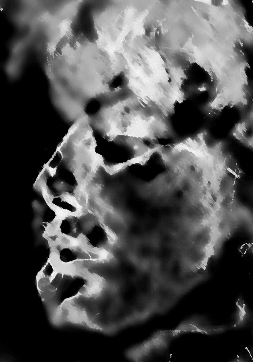 cloud face, 2020, (blandet medier) af Alex Caminker
