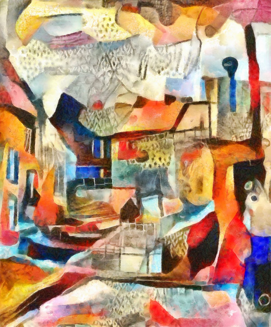 fabrikskvartal, 2017, (blandet medier) af Alex Caminker