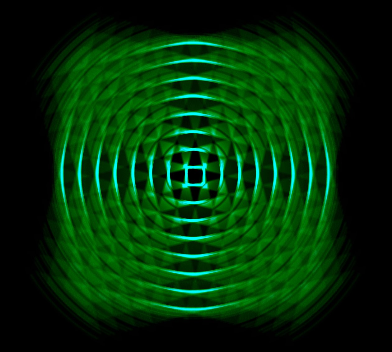 optisk geometrisk i grøn, 2017, (blandet medier) af Alex Caminker